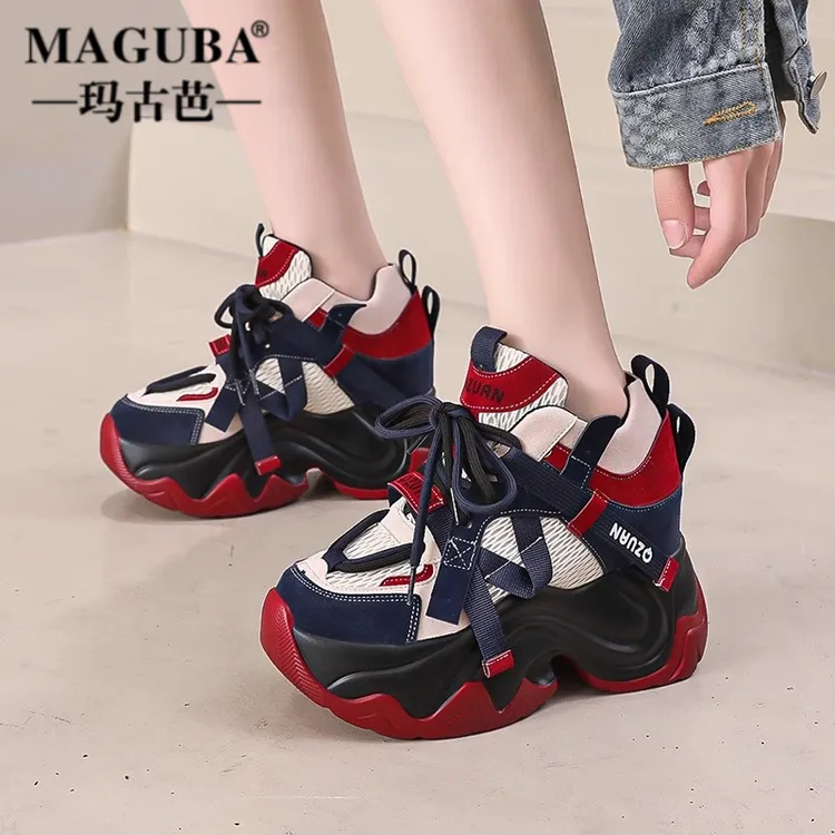 MAGUBA/玛古芭老爹鞋厚底显脚小新款内增高拼色小众设计休闲运动 
