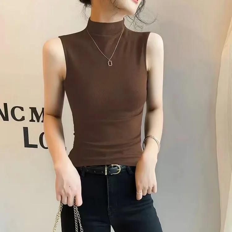辣妹风德绒秋冬修身极简风休闲风背心吊带纯色洋气内搭保暖通勤
