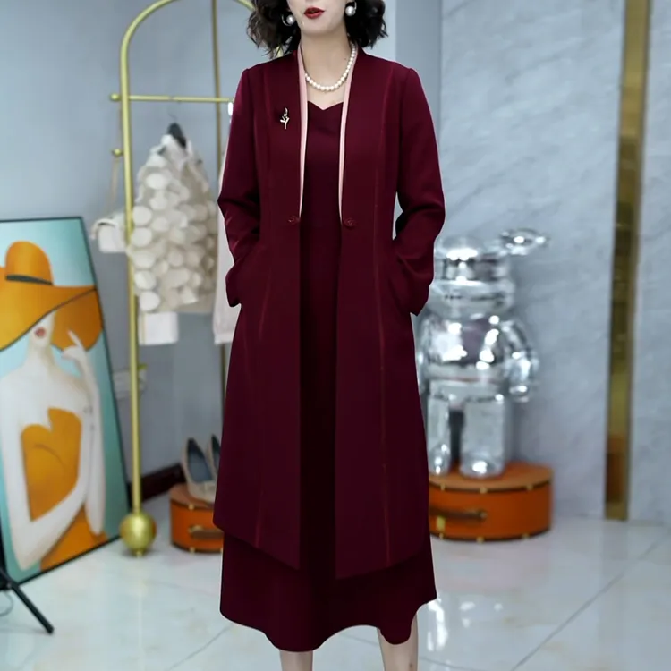 喜婆婆婚宴装2025年新款春秋高端轻奢高级感妈妈礼服连衣裙两件套