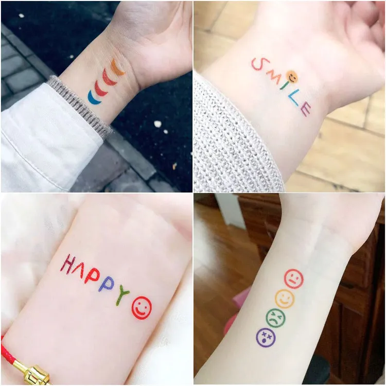 ins风炫雅彩色纹身贴防水持久少女仿真ins风小清新可爱手腕贴画
