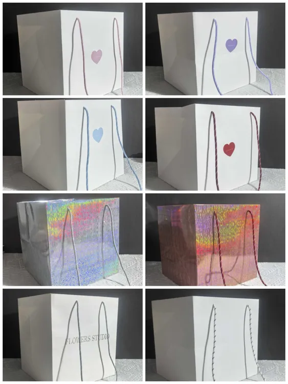 新款高密度彩色提手提绳花双12花店用品鲜花花束手提袋鲜花礼物袋