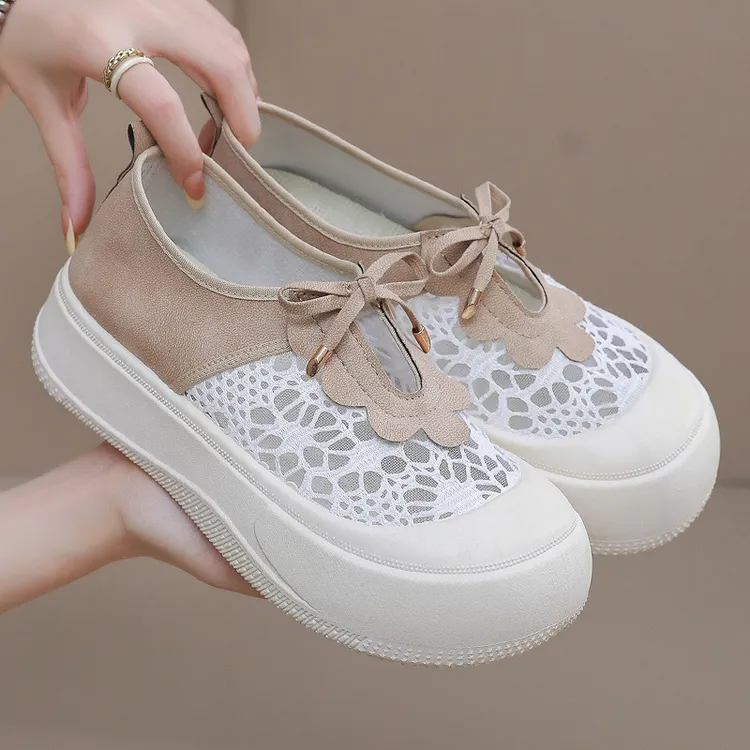 夏季新款透气镂空防滑厚底舒适布鞋轻便软底一脚蹬百搭浅口休闲鞋