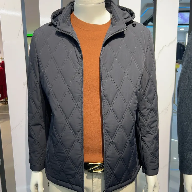 25年秋季男士连帽棉服倒三角标轻薄保暖百搭时尚棉服