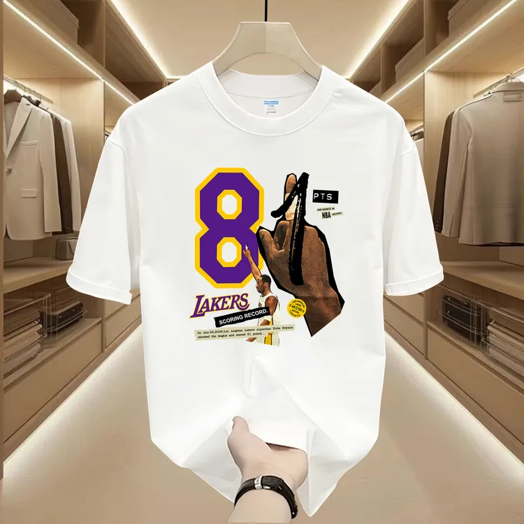 美式潮牌纯棉T恤科比印花上衣夏季男女篮球服百搭ins圆领休闲短袖
