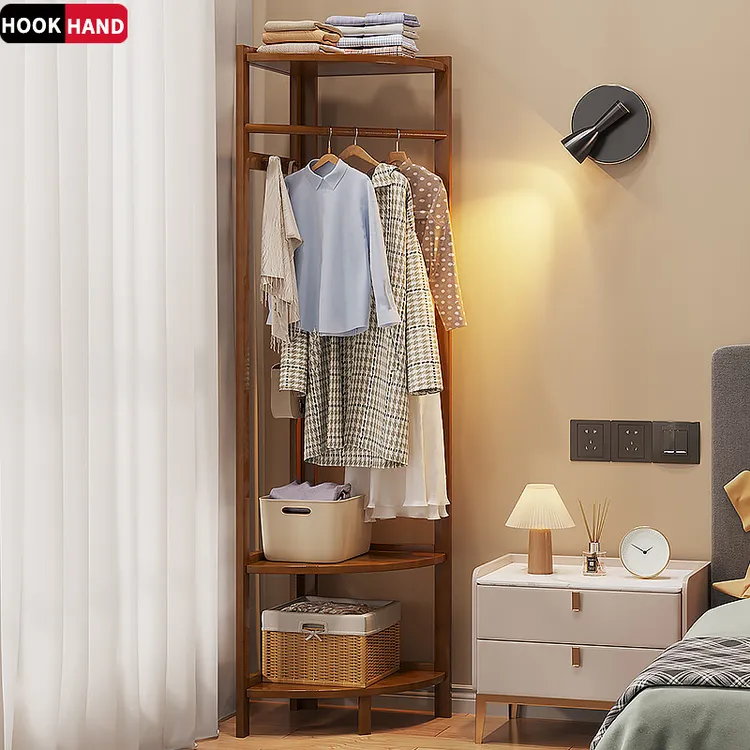 多功能家用室内转角挂衣帽架落地卧室衣帽架简易衣服置物收纳架子