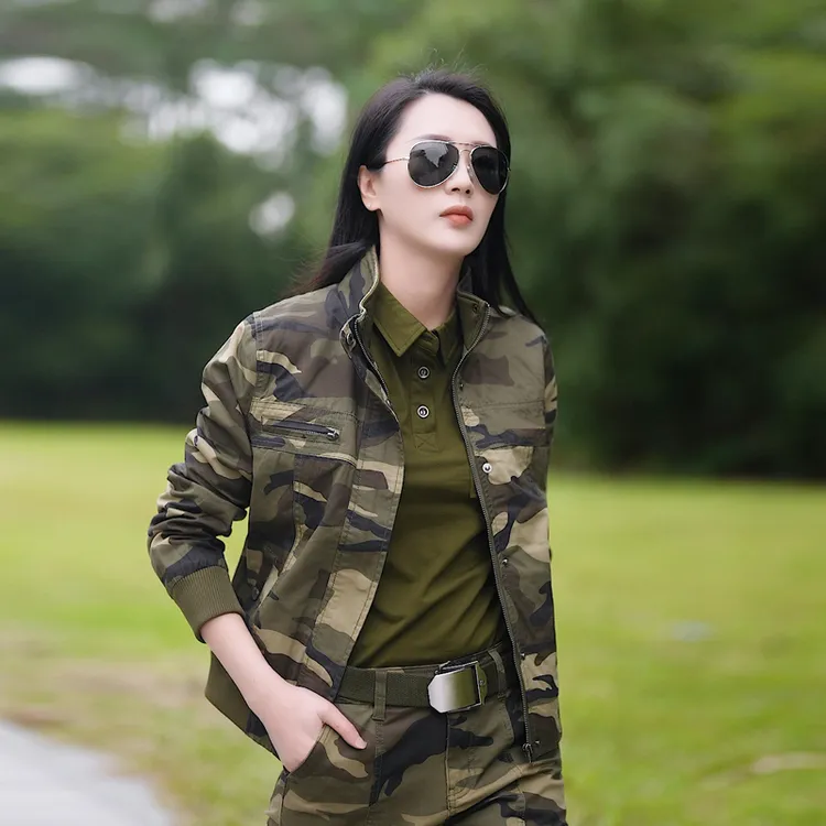 春秋女款迷彩工装女短款飞行员帅气短款外套—J2116