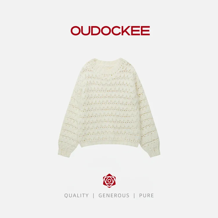 OUDOCKEE 鸥鸥 【白色恋人】秋冬慵懒松弛舒适圆领毛衣 MACX717T