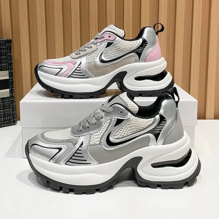 潮流老爹鞋女2025鞋子女春季松糕鞋休闲百搭厚底运动鞋