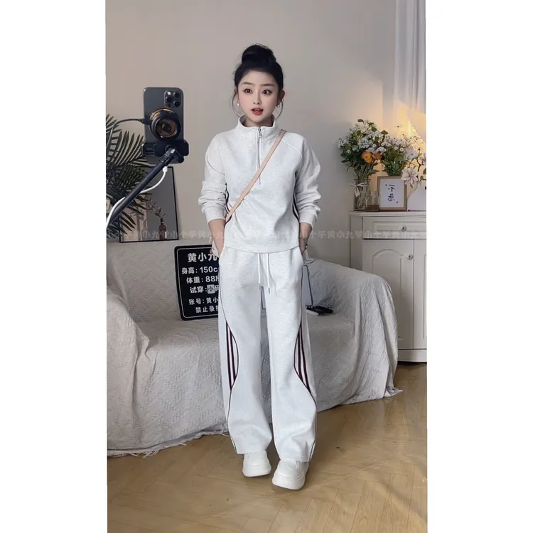 1082新款早秋爆款休闲时尚运动装女新款洋气长袖直筒裤显瘦两件套