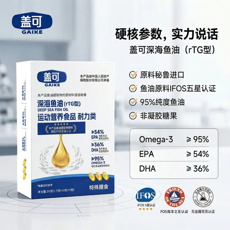 盖可高纯度深海鱼油rtg型95%富含Omega-3和EPA+DHA健身运动补充品