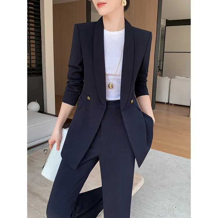 NAHOPULER/纳霍浦勒新款春秋休闲阔腿裤职业正装高级感西装套装