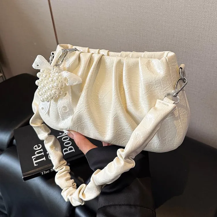 韩系小众百搭简约褶皱单肩云朵包包女2025夏季新款时尚通勤斜挎包