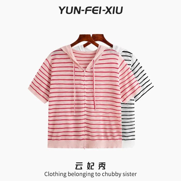 云妃秀大码女装T恤休闲时尚胖妹妹显瘦宽松韩版百搭上衣夏季23078