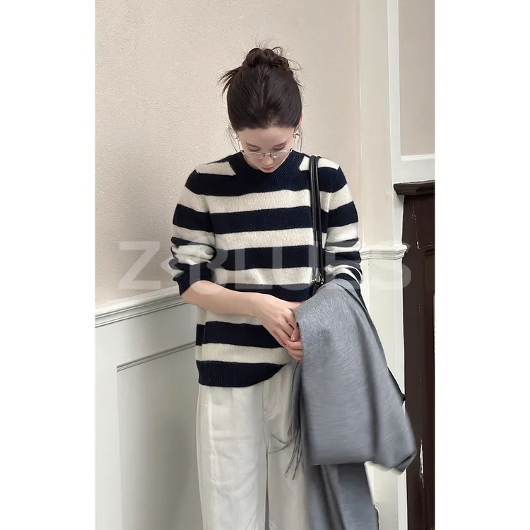 Z.blues【星光捕手】小确幸细闪条纹套头羊绒衫YZPSR5272