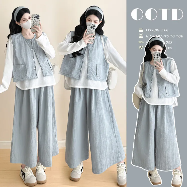 孕妇套装早秋新款韩版宽松休闲工装孕妈时尚三件套装