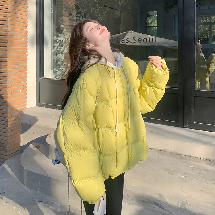 甜美减龄泡芙方块格软乎乎白鸭绒羽绒服女2025冬新款小个子厚外套