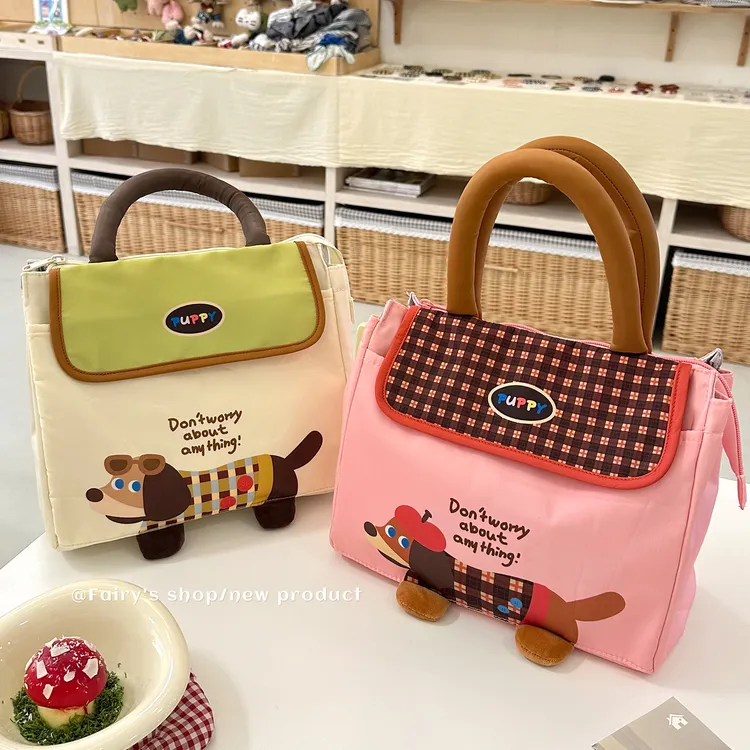 腊肠狗饭盒包手提便携上班族带饭便当包大容量保温铝箔新款饭盒袋