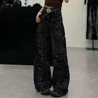 辰辰子女装春装新款时尚百搭晕染脏脏牛仔裤