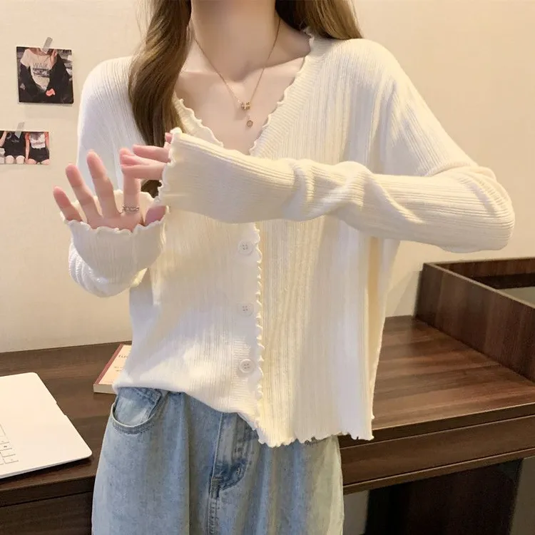 老钱风松弛感女装贵气K开衫女2024早秋季新款显瘦长袖外搭上衣木
