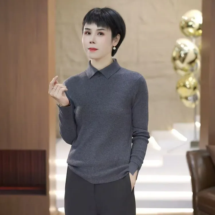 【渲渲推荐】HYF-98772冬季舒适纹理感翻领小衫