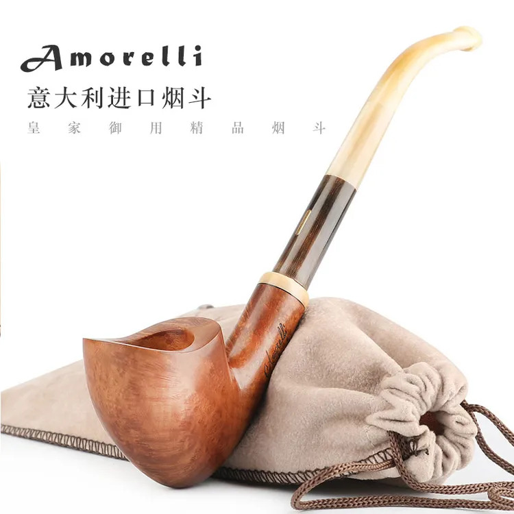 意大利进口烟斗石楠烟斗阿梅里尼Amorelli精品烟斗牛角嘴
