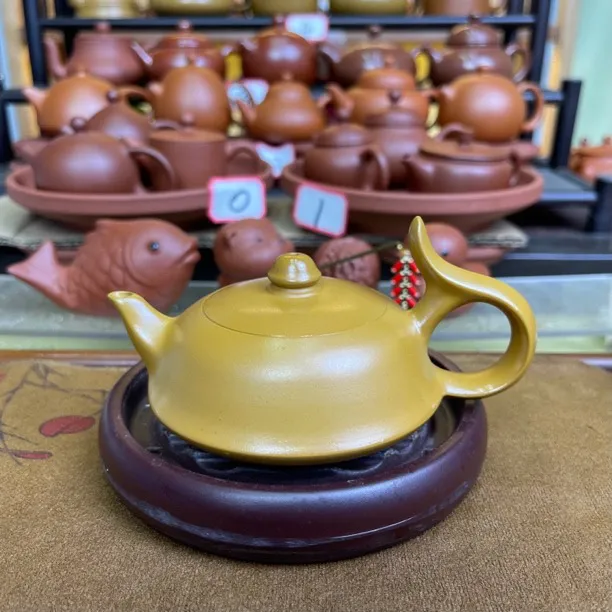 黄金泥潮州手拉壶全手工本土原矿黄金泥潮州功夫茶壶