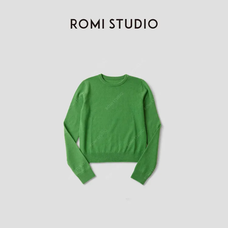 ROMI STUDIO“轻奢简约”康赛妮100%山羊绒套头圆领毛衫 RWCAST5986
