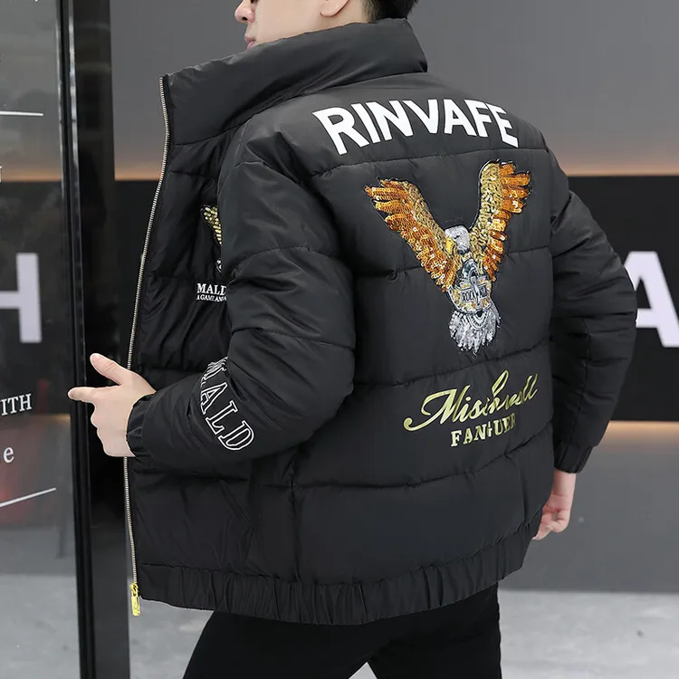 潮牌冬季男士棉衣外套加厚棉服青年2024新款修身立领保暖棉袄男款