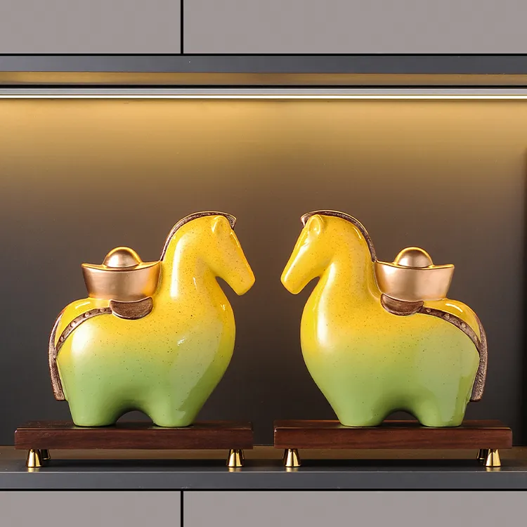 唐马马上有钱生肖马摆件送礼桌面装饰品立马成功吉祥物马年陶瓷