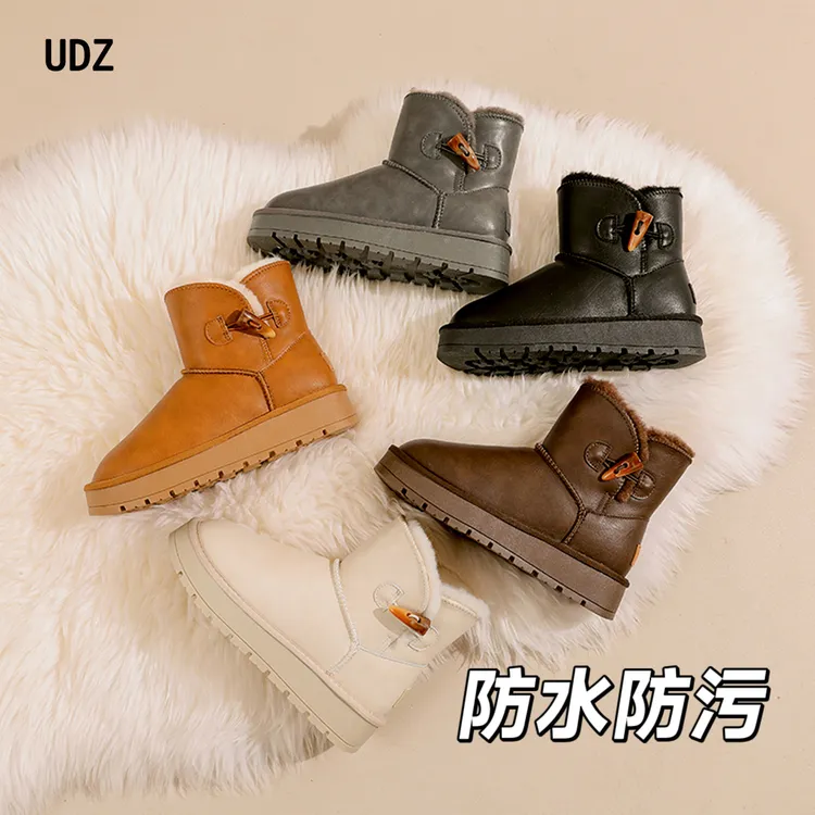 5 粉丝福利牛角扣增高加厚加高免打理牛皮桑坡雪地靴女