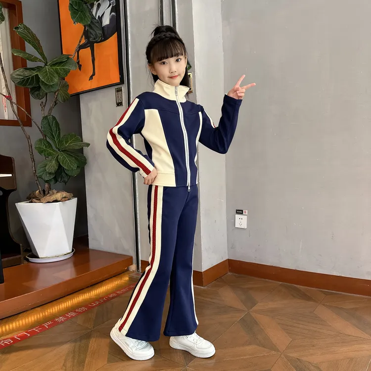 女童套装运动洋气韩版休闲风针织时尚拉链儿童显瘦修身春秋秋季