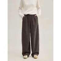 麻霖绵羊毛混纺夹花色肌理感软糯垂坠内里拉绒可水洗文艺休闲长裤