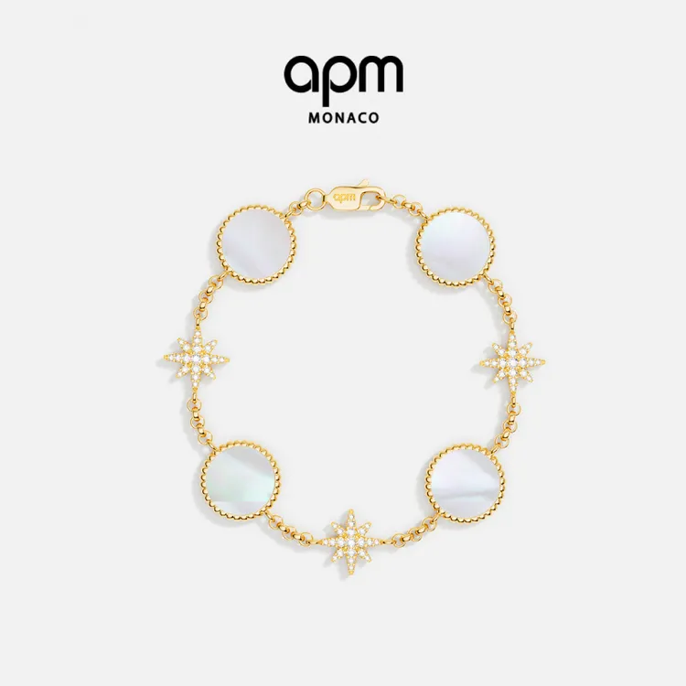 APM Monaco 新品白母贝六芒星手链时尚女生手链