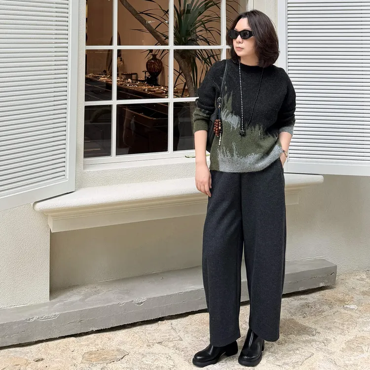 Ms.Qnn“惬意”羊毛加厚立体裁剪显瘦休闲裤 52P1165 Q姐