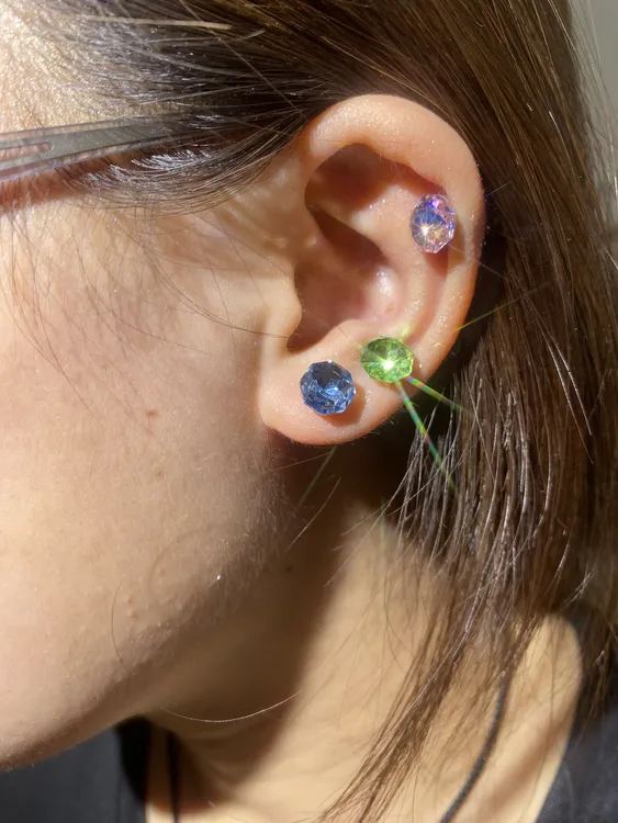 合金仿水晶耳饰 冰花切耳钉爆闪华子耳饰时尚百搭耳饰仿水晶耳蜗