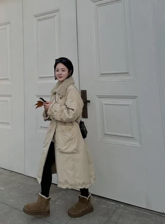 XUZI YU.小个子定制冬季设计感派克毛领长款羽绒服女7762-W25038