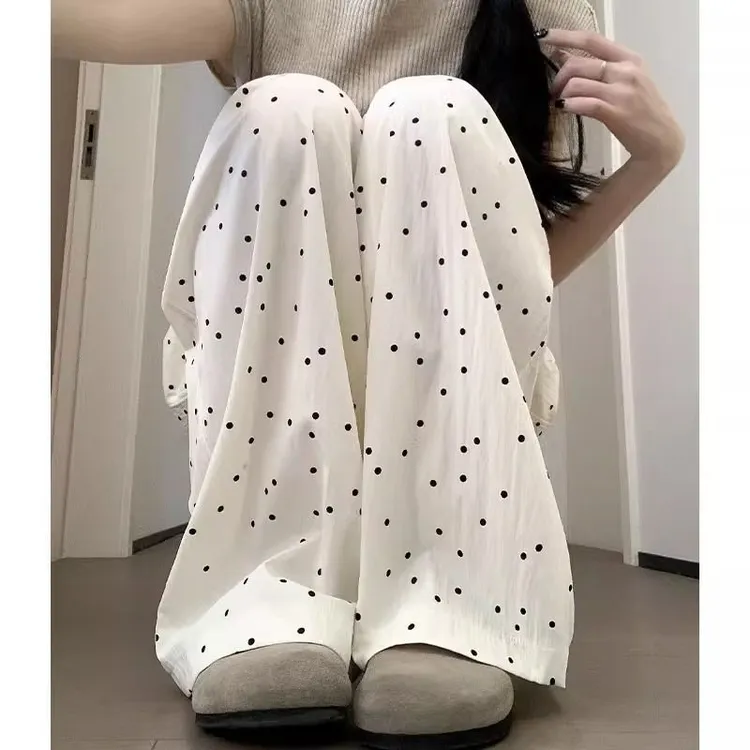 女夏季薄款睡裤设计感可爱休闲宽松慵懒风直筒宽松女春秋气质2025