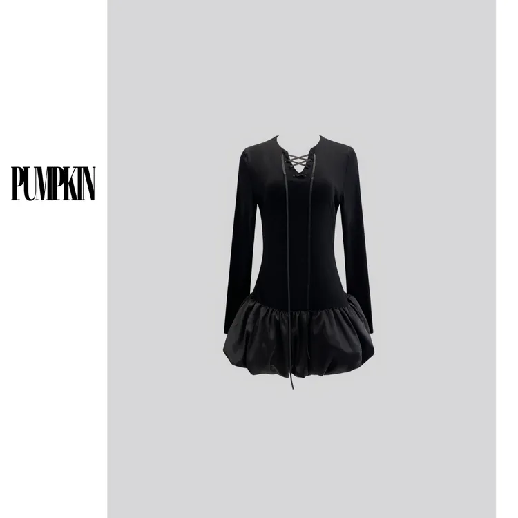 PUMPKIN·大码【热恋】立裁褶皱花瓣形修身显瘦芭蕾风花苞连衣裙