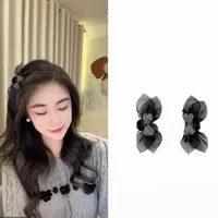 黑夜女神满天星刘海夹小抓夹韩系蝴蝶结高级感侧边夹精灵耳发夹女