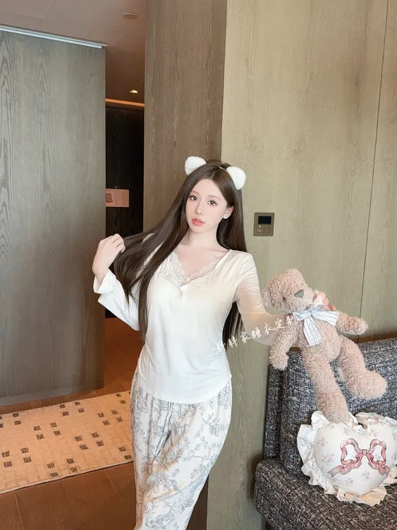 【极简巴黎】纯欲风睡衣女带胸垫夏季代尔棉家居服气质可外穿
