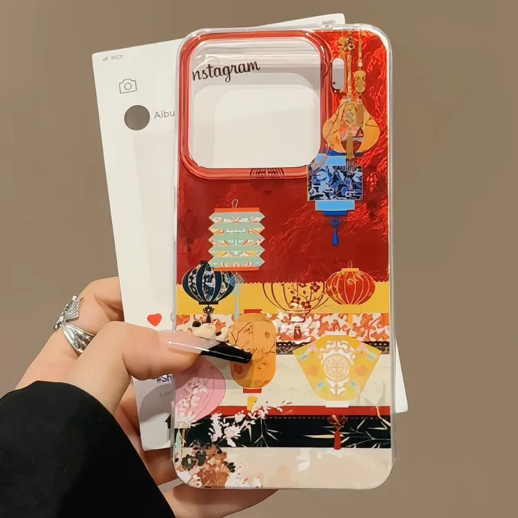 适用苹果16手机壳iPhone15漩涡IMD华为p复古中式张灯结彩小米荣耀