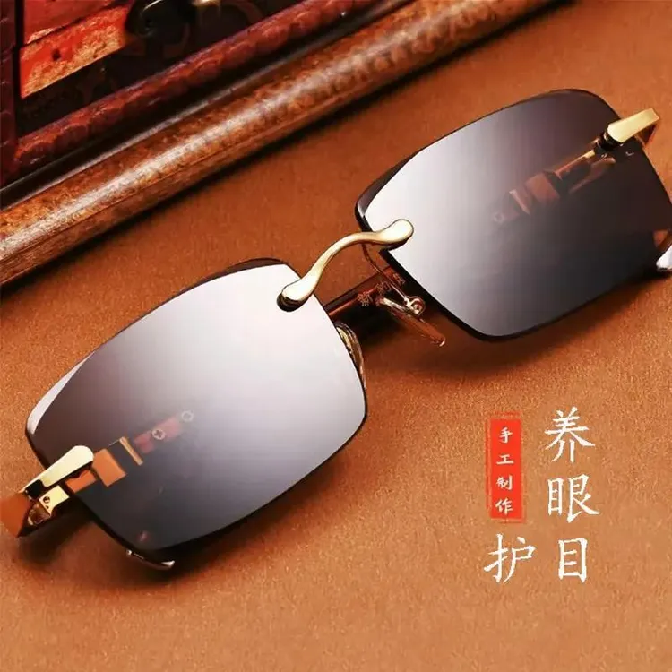 传宇眼镜设计师25新款男无框切边太阳镜时尚开车司机墨镜防紫外线