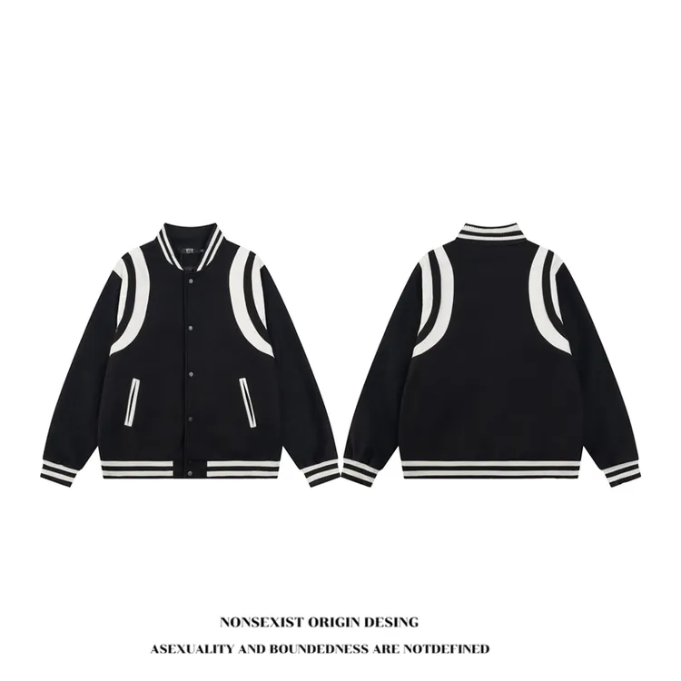 NONSEXIST 美式黑白撞色棒球服男女潮字母刺绣休闲百搭夹克衫外套