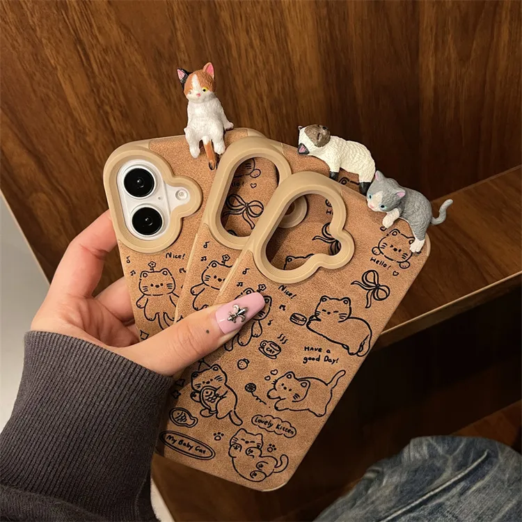 壳壳 ·卡通立体猫咪适用苹果16promax手机壳iphone15壳iphone14