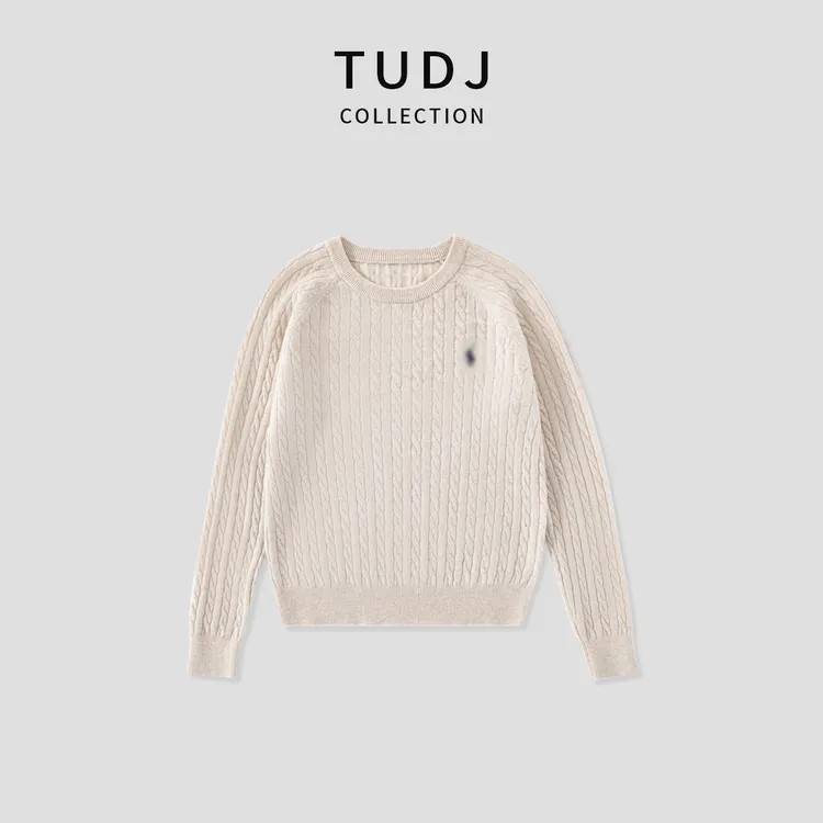 【TUDJ】100%绵羊毛秋冬款气质毛衣宽松显瘦长袖圆领针织衫女-A1285