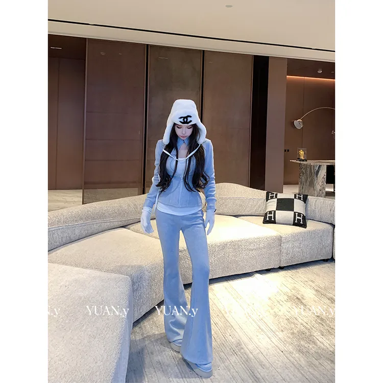 媛媛【lulu舒适区】新款辣妹百搭秋季时尚套装女（上衣+裤子）#TZ0813