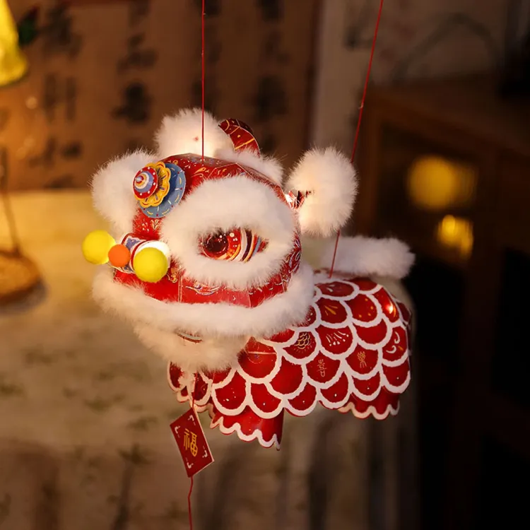 2025中秋节醒狮灯笼手工diy材料包手提花灯非遗手作