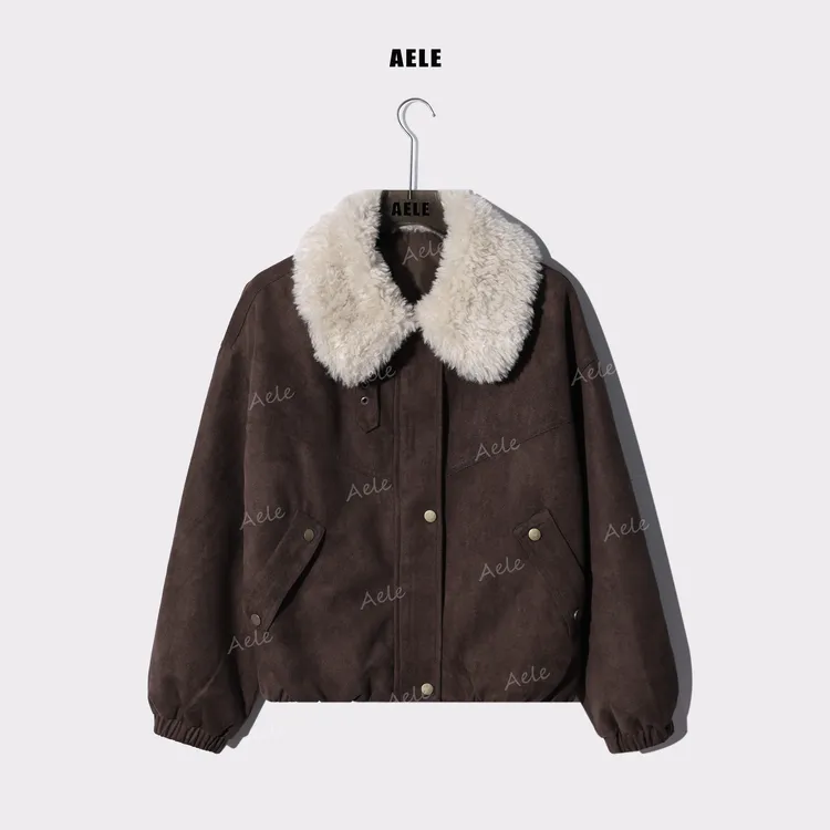 AELE秋冬复古休闲仿麂皮毛绒大翻领百搭短款外套 W855 3512 AD