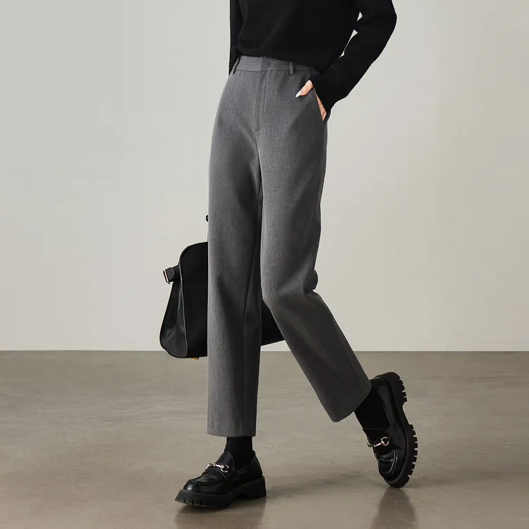 索菲丝尔2025冬季新款宽松显瘦百搭加绒保暖休闲直筒裤女541016