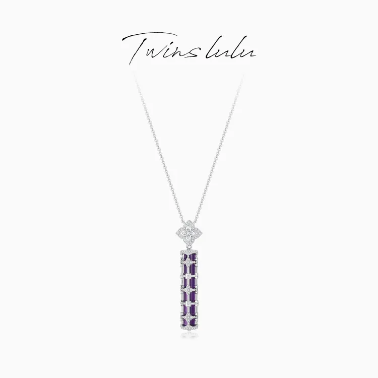 TWINSLULU 【花筒】新年款简约小众新中式风圆形紫色项链TSJ7798